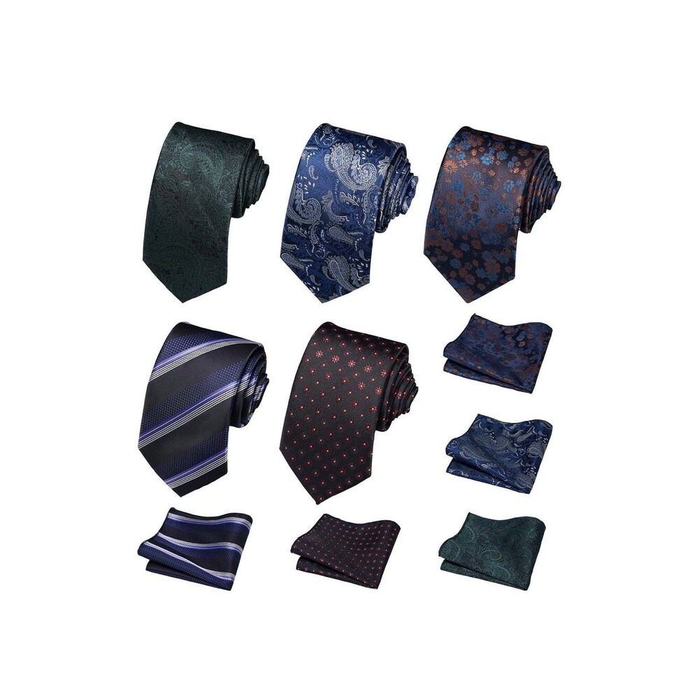 5 Pc Men’s Tie & Pocket Square Set Formal Business Wedding Necktie Multi Pack